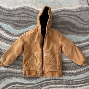 CARHARTT US YOUTH BOYS M 10 12 Brown Lined Canvas Active Jacket Coat Hooded